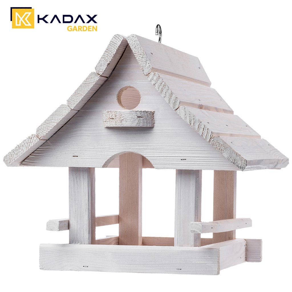 KADAX Grande mangiatoia per uccelli in legno da appendere, decorazione da giardino.