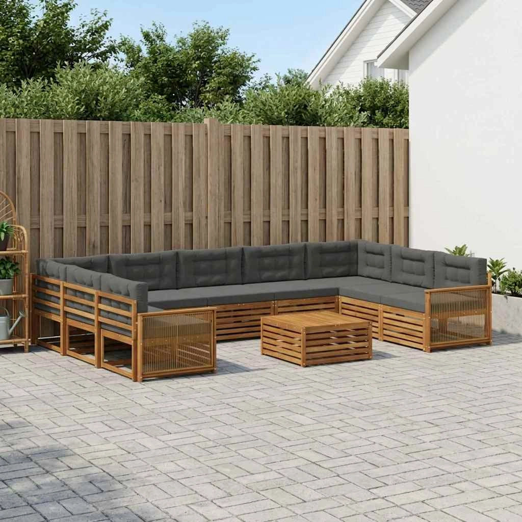 Set di divani da esterno 10 pz Naturale e Antracite 3383870
