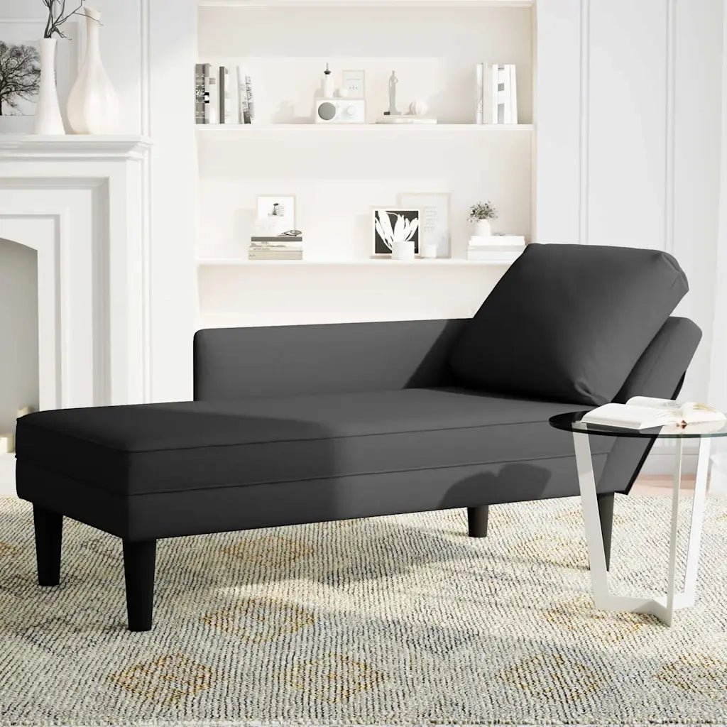 Sdraio con Cuscino e Bracciolo Destro in Velluto Nero CFW7847112