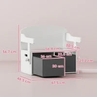 Baule per giochi per bambini 3 in 1, set tavolo e sedie con 2 contenitori in tessuto rimovibili, 67,5 x 46,5 x 56,7 cm, bianco