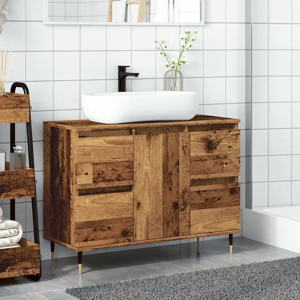 Mobile da Bagno Legno Antico 80x33x60 cm in Legno Multistrato 857232