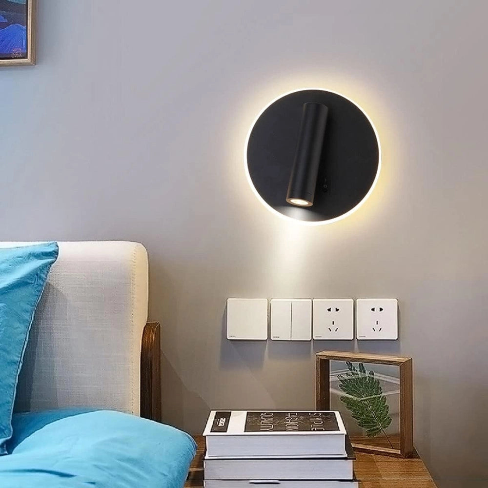 Trade Shop - Applique Led Orientabile Da Parete Doppia Fonte Luminosa 8 Watt Luce Calda 3000k Mr-01 - Nero