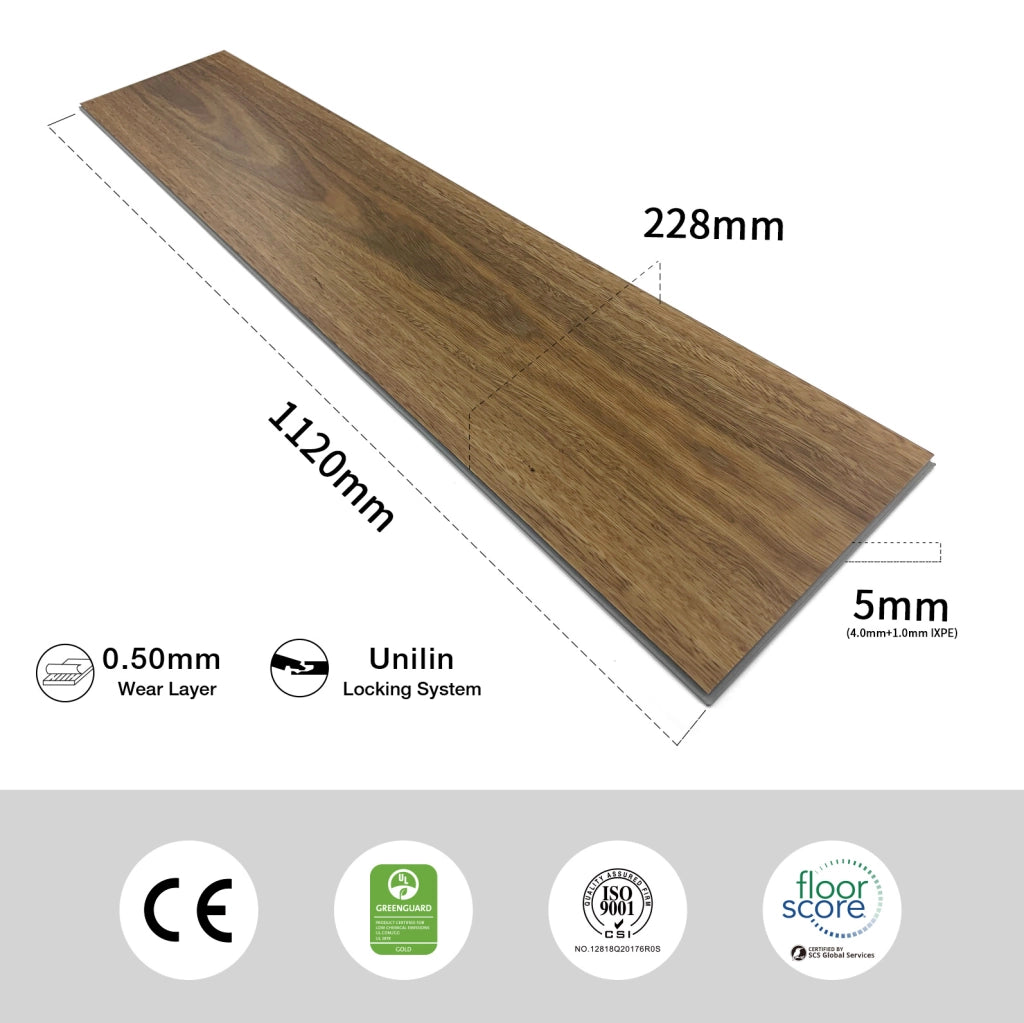 Pavimento in PVC effetto parquet marrone; 5 mm; 2;554 m2