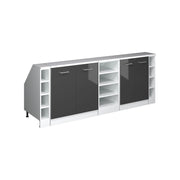 Mobile cucina sottotetto R-Line Antracite lucido/Bianco 210 cm Set di 5 carcasse armadio profondità 60 cm Vicco