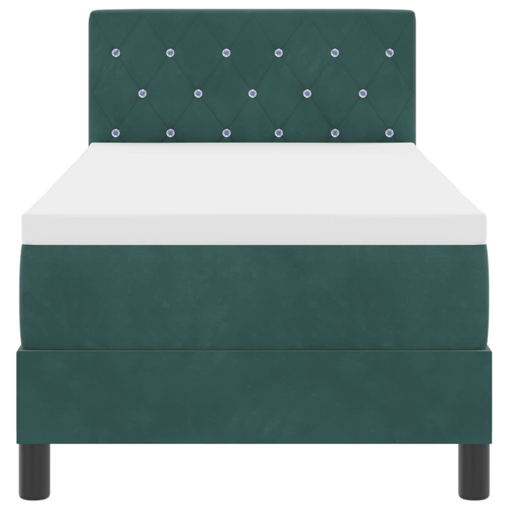 Letto a Mollecon con Materasso Verde Scuro 80x200 cm Velluto