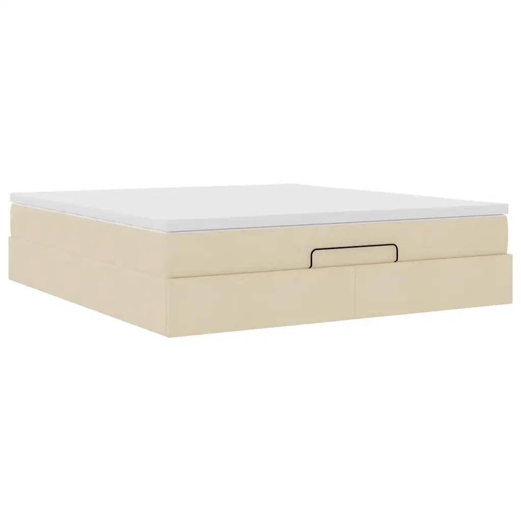 vidaXL Struttura Letto Pouf con Materasso Crema 180x200 cm in Tessuto