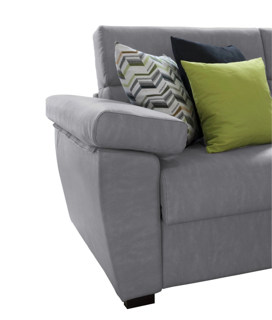 Ceto, Divano Fisso con Penisola Sfoderabile Made in Italy, 285x160 cm Grigio