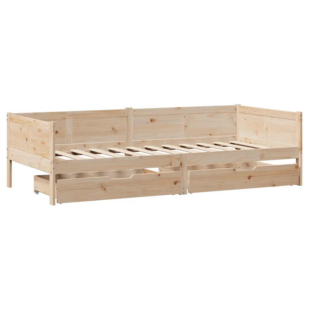 Dormeuse con Cassetti 80x200 cm in Legno Massello di Pino