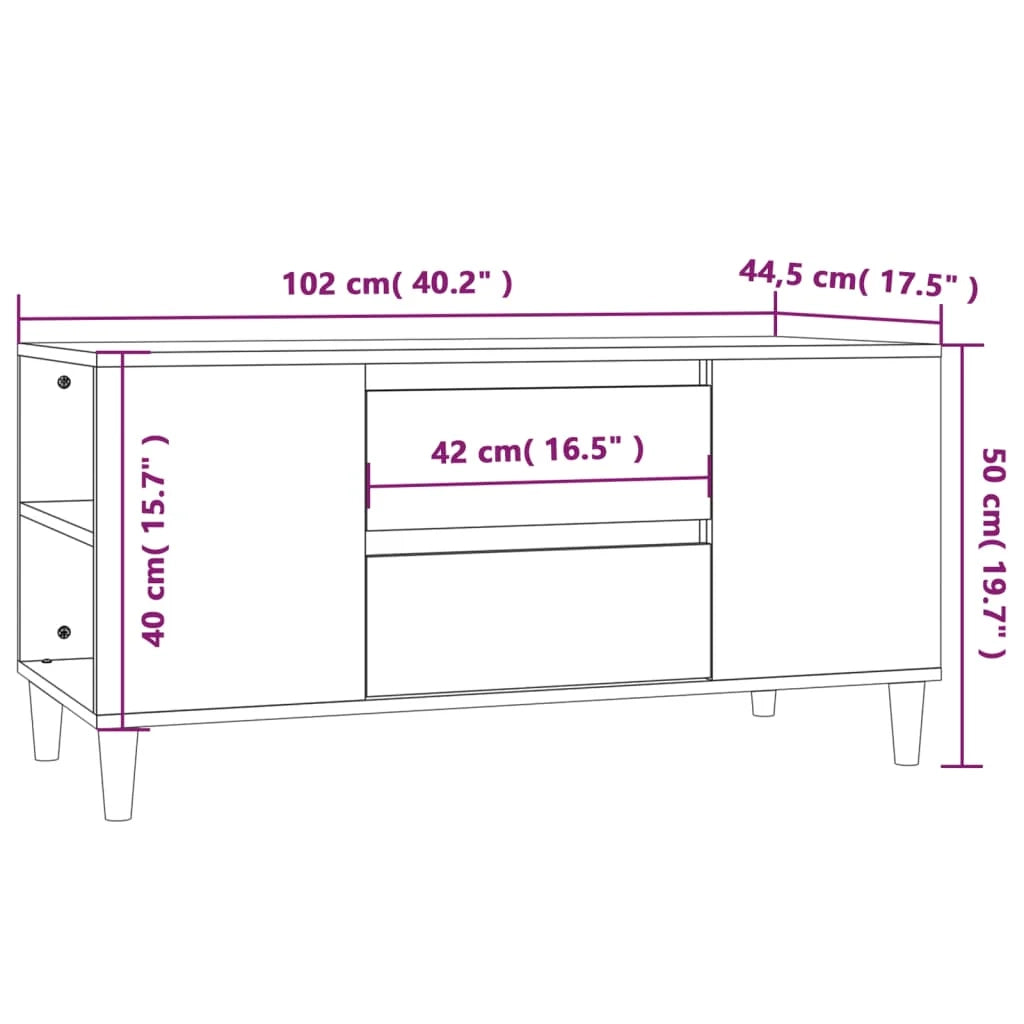 Mobile TV multimediale mensola TV credenza TV sala da pranzo soggiorno camera da letto rovere affumicato 102 x 44,5 x 50 cm legno ingegnerizzato marrone 02_0027307