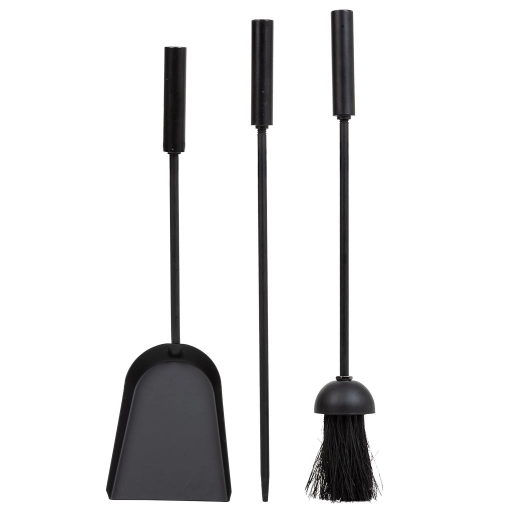 Set di 4 strumenti in metallo per il camino in metallo nero