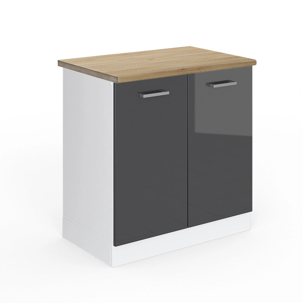 Vicco Mobile lavello cucina Antracite lucido 80 cm , PL Rovere