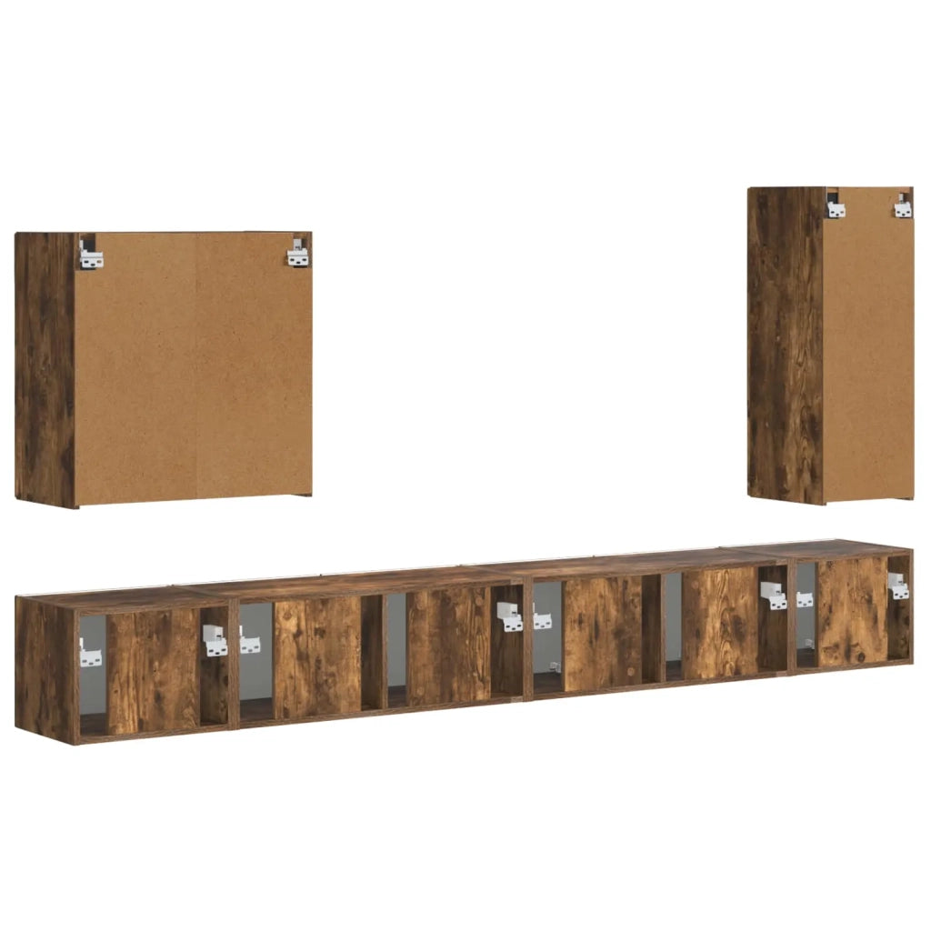 Set di Mobiletto da TV a Parete 6 pcs Rovere fumé 3408948