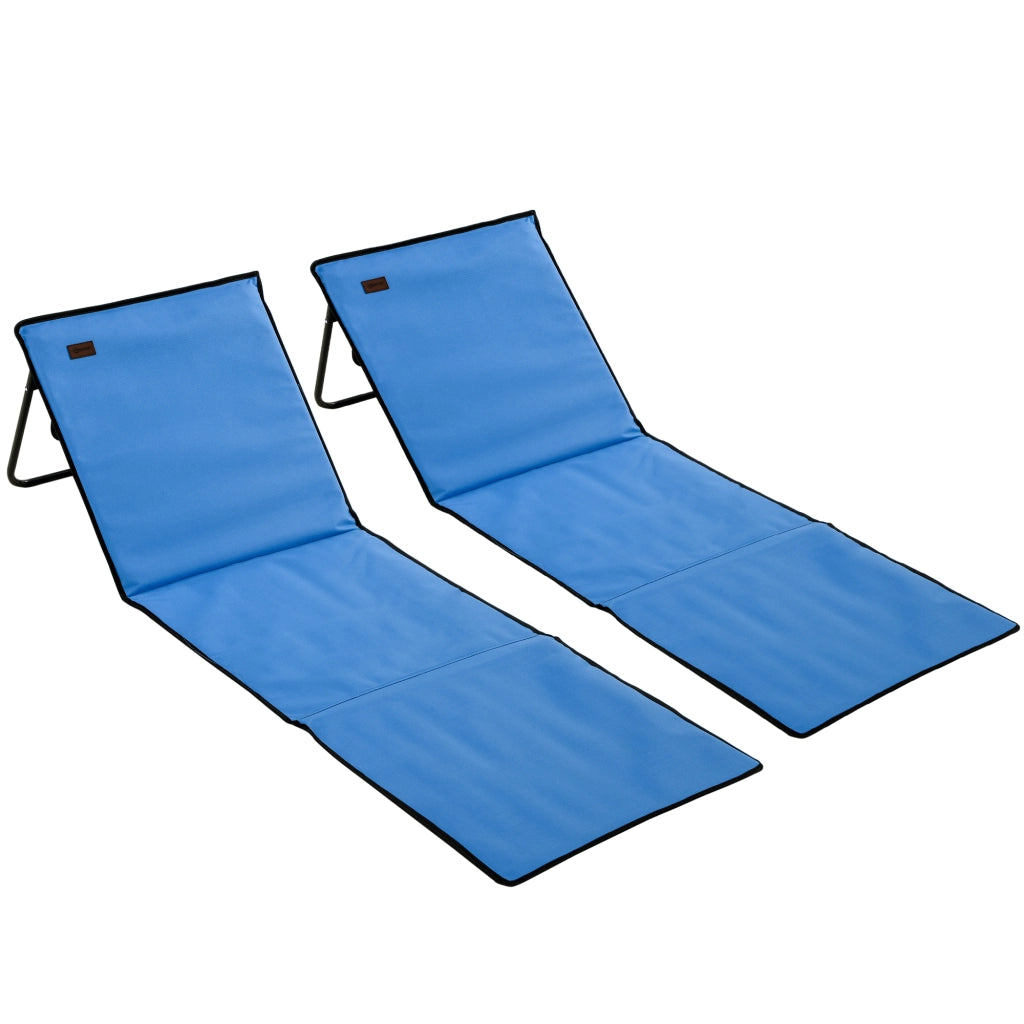 Sdraio da spiaggia pieghevole schienale regolabile cinghia da trasporto rivestimento morbido telaio in acciaio blu 142x51x40cm