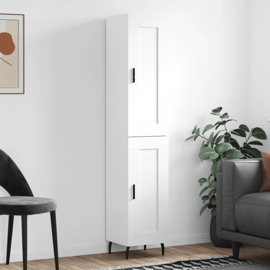 Credenza-Buffet-Armadio da cucina Bianca 34,5x34x180 cm in Legno Multistrato 900735