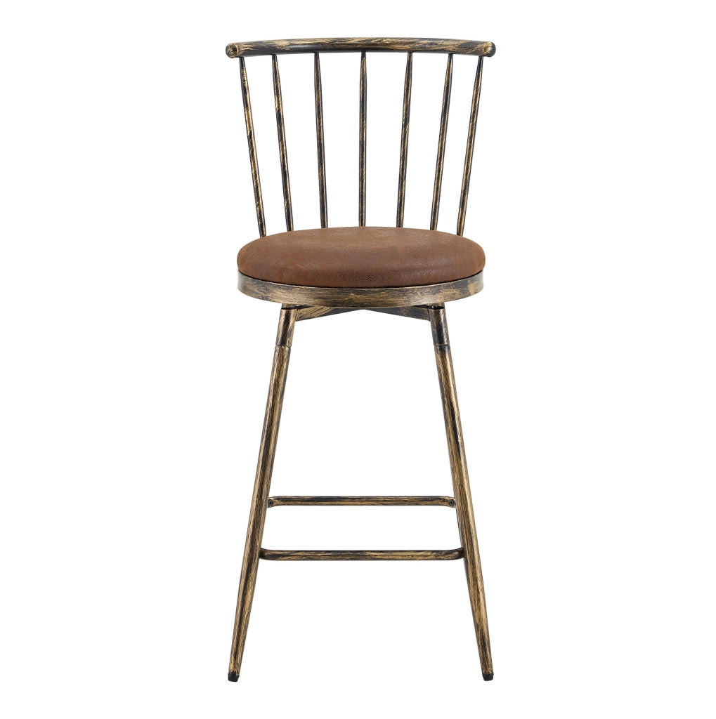 SGABELLO BAR Imbottito stile Windsor 73 cm Marrone in Tessuto e Metallo