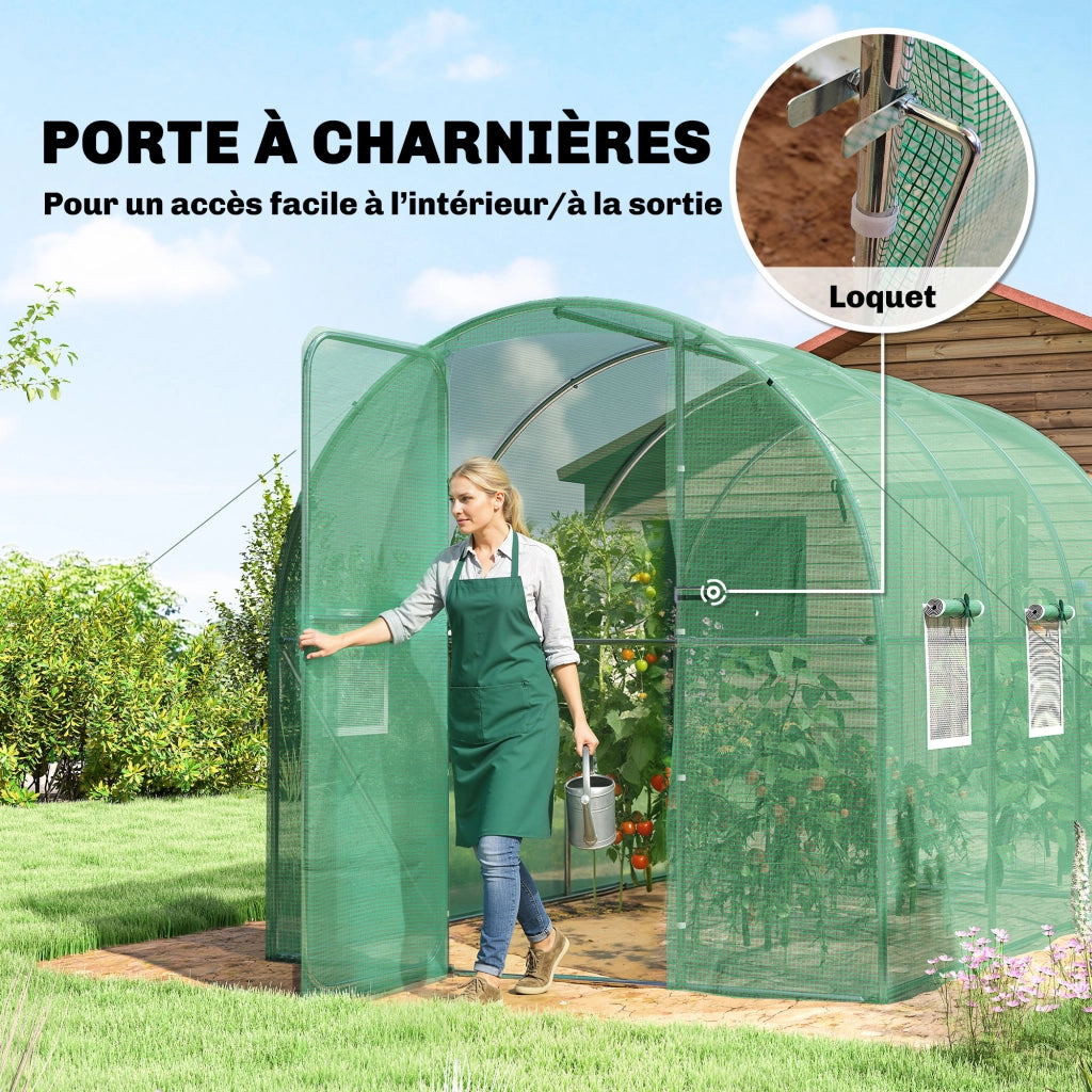 Serra tunnel da giardino 6m2 ¨C Xylo ¨C 200x300x200cm verde con porta e 6 finestre
