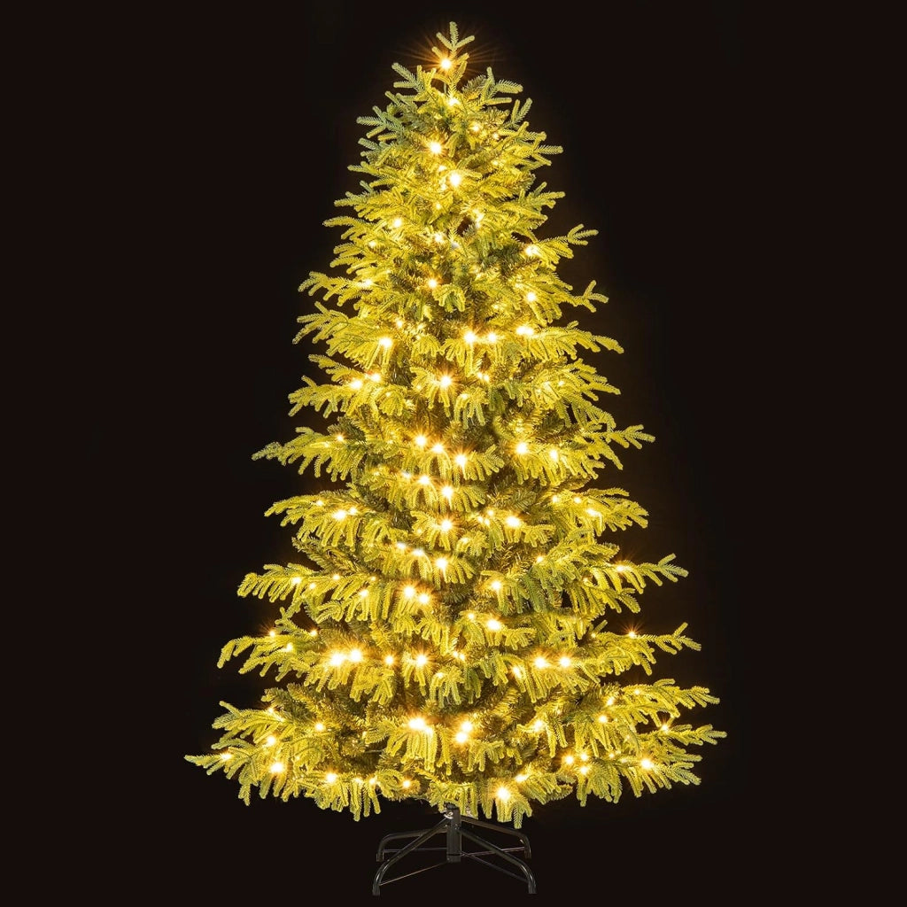 Albero di Natale 180 cm, Albero di Natale Pre-illuminato con 270 Luci LED Bianco Caldo, 746 Punte di Rami & Base in Metallo Pieghevole, Decorazione Natalizia (180 cm)