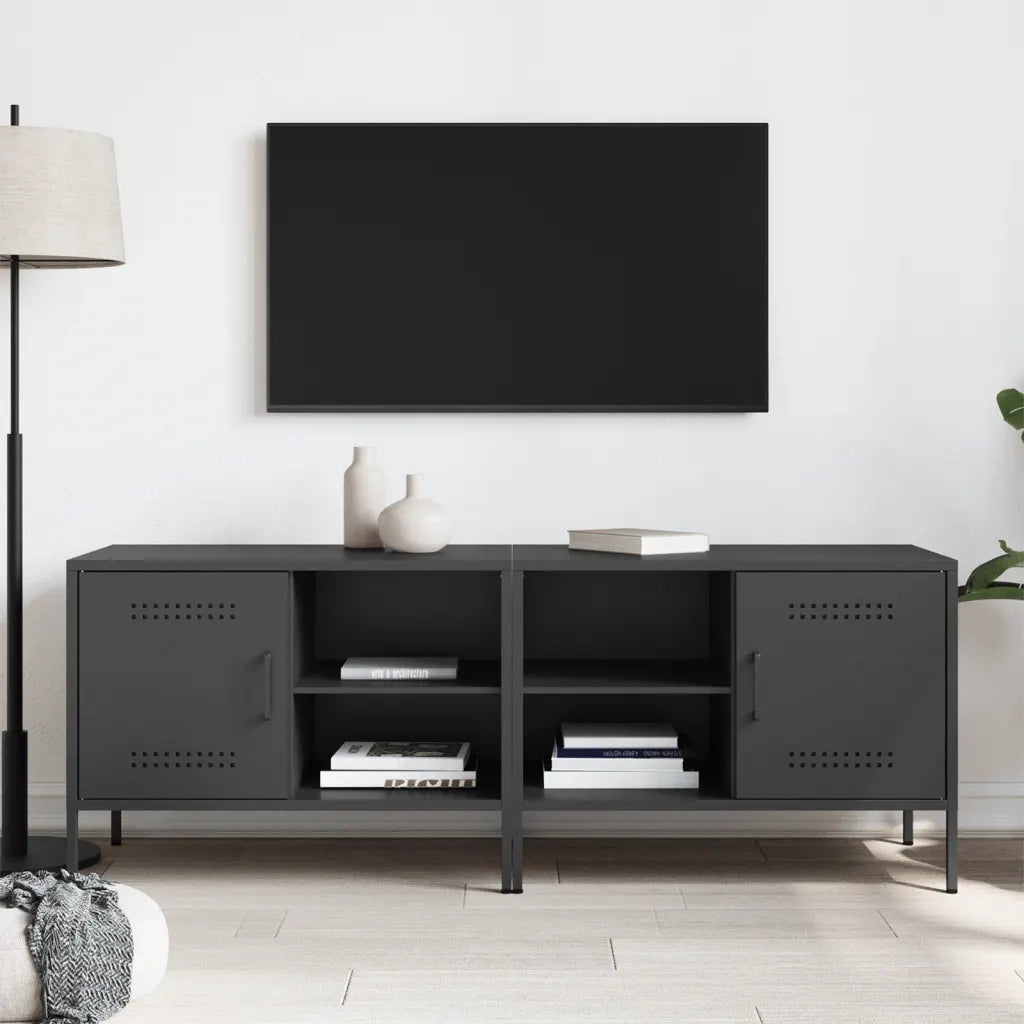 Mobili TV 2pz Neri 68x39x50,5 cm in Acciaio