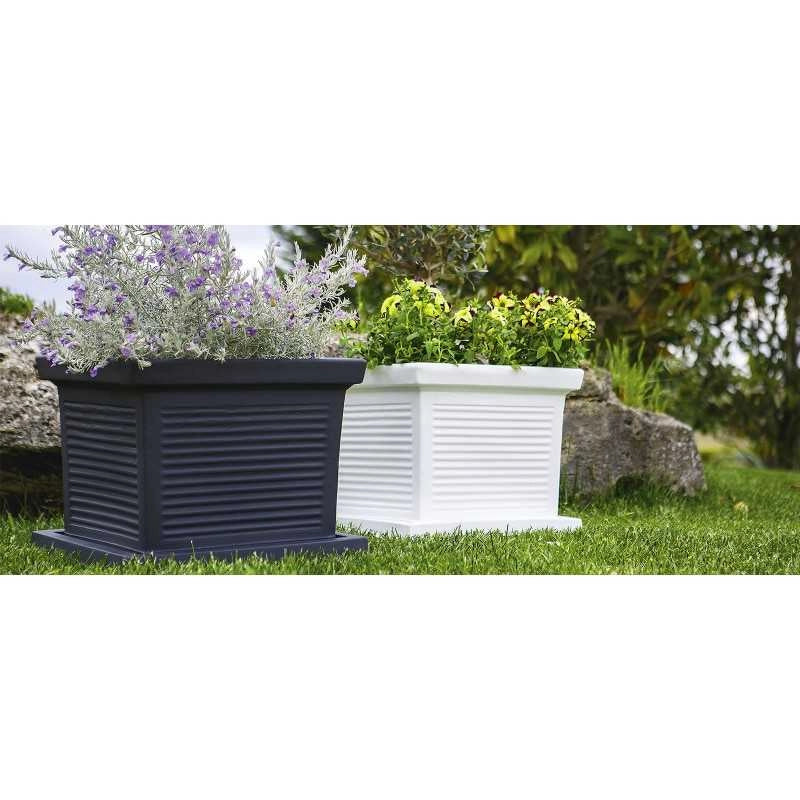 Vaso quadrato decorativo classico tradizionale 40x40 H33 in polimero resistente bianco per piante per giardini e terrazze - Made in Italy - Monacis