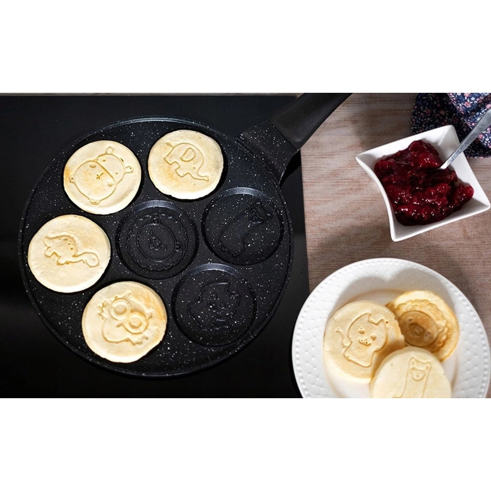 Trade Shop - Padella Antiaderente Per Pancake Uova Cialde Con 7 Stampi Forme Animali Rotonde 624391 -