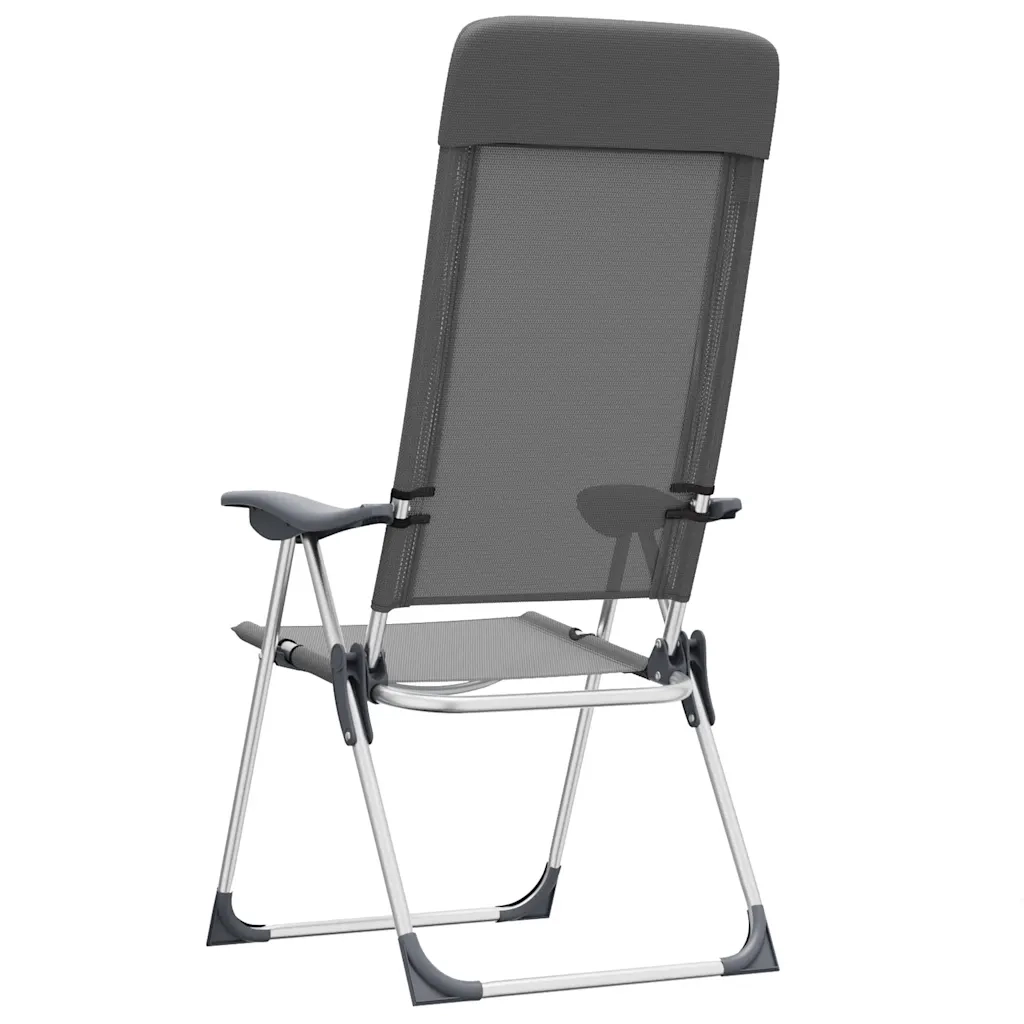 Sedie Pieghevoli da Campeggio 2 pz Grigio in Alluminio 44304