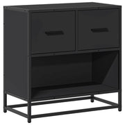 Comodino | Armadio da Notte | Mobiletto da notte Nero 60x31x60 cm in Legno Multistrato e Metallo