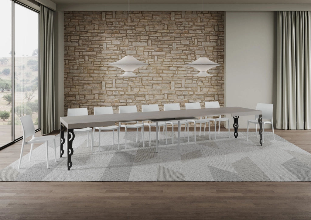 Tavolo allungabile 160/420x90 cm Karamay cashmere gambe antracite