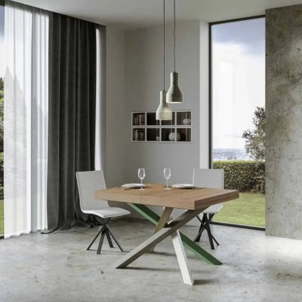 Tavolo allungabile 140/244x90 cm Volantis colore quercia natura gambe multicolore 4/A