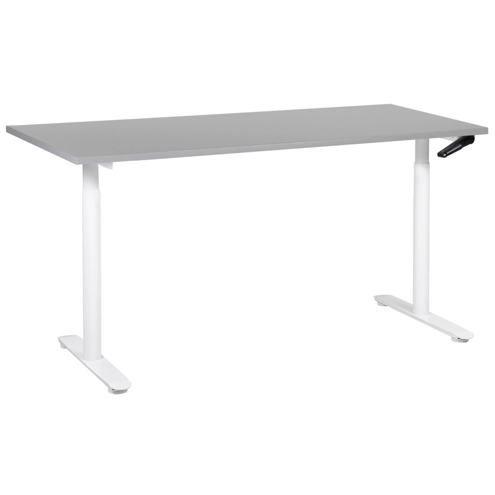 Scrivania regolabile in altezza manualmente grigio e bianco 160 x 72 cm Struttura in acciaio verniciato a polvere