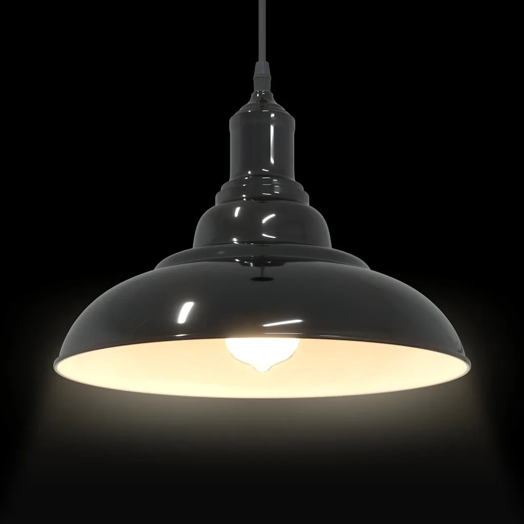 Lampada a Sospensione Regolabile E27 Nero Lucido ?31 cm Metallo CFW4431406