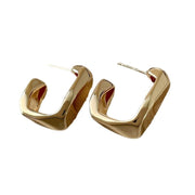 Orecchini a cerchio quadrati di tendenza in argento sterling 925, orecchini geometrici a forma di C