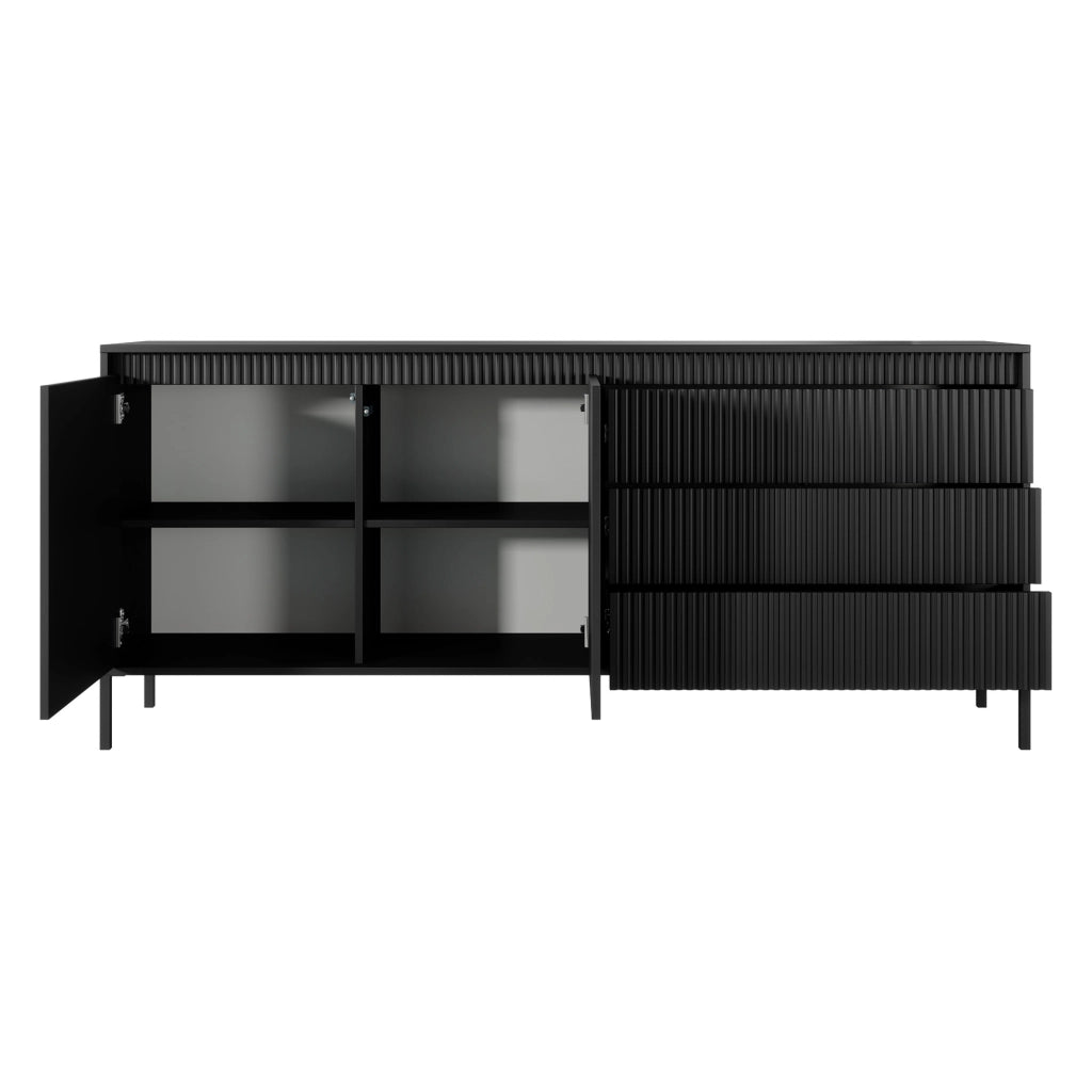 Madia Hatone, Credenza 3 Cassetti, 187x40x81h cm Nero