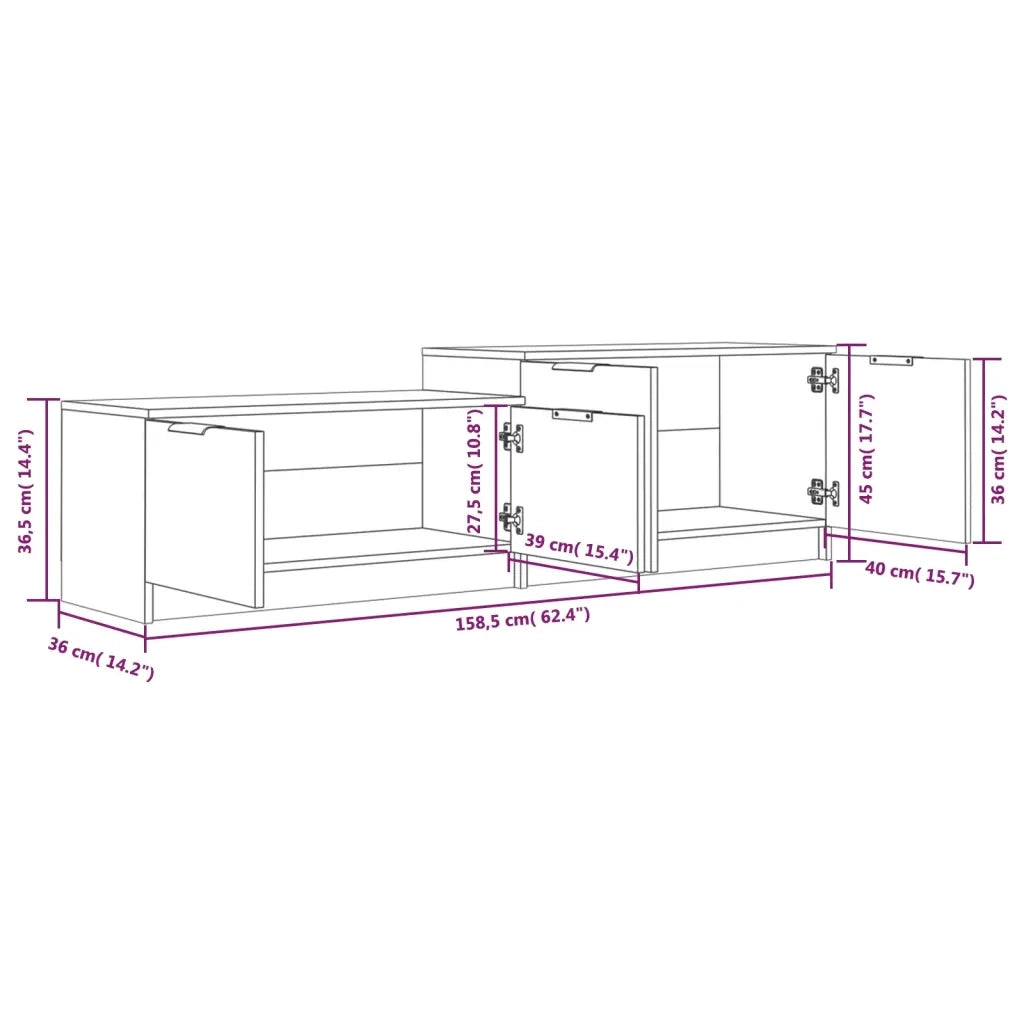Mobile TV Grigio Sonoma 158,5x36x45 cm in Legno Multistrato 817124