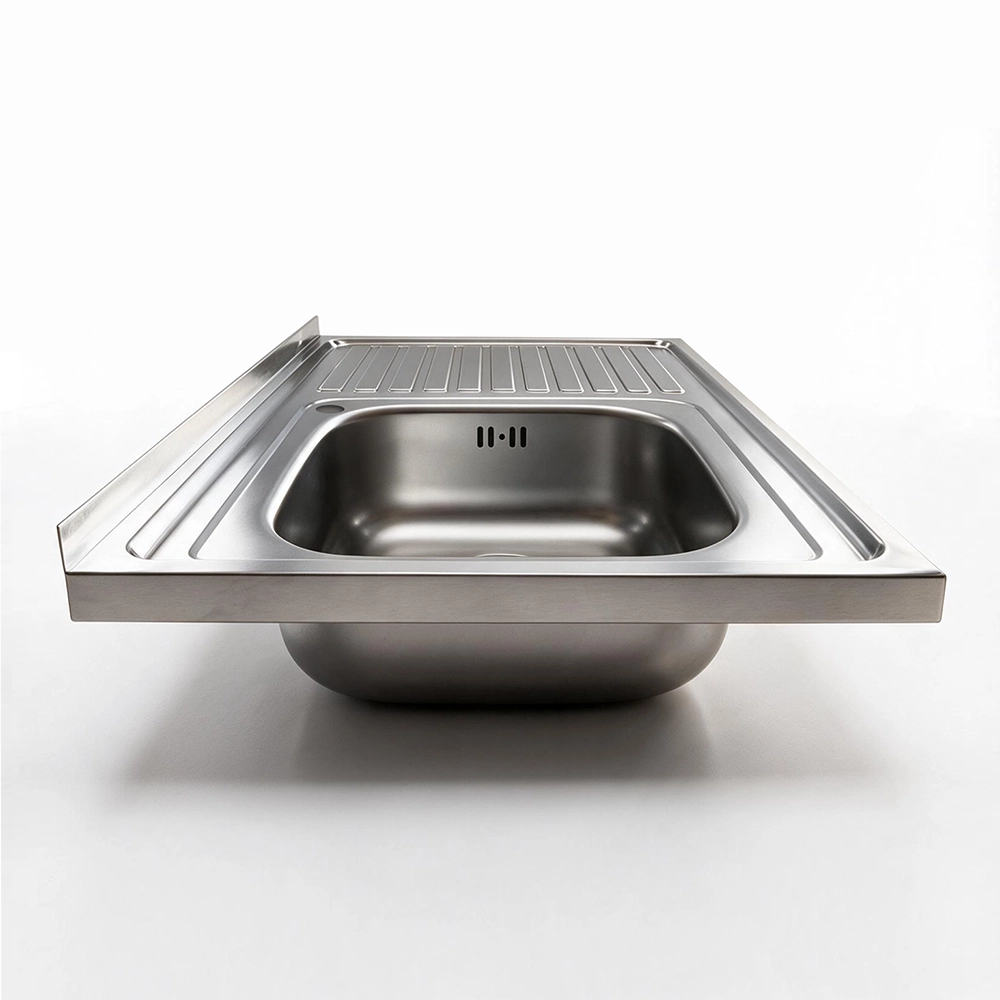Lavello appoggio acciaio inox 80x50 cm una vasca e gocciolatoio destro SA216