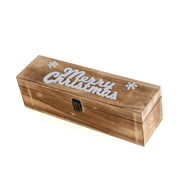 Cassetta Portabottiglia In Legno Idea Regalo Natale Contenitore Vino 2 Misure Disponibili Singola Doppia Scatola Bottiglie Vino 750 Ml Scritta Merry Christmas Regali Di Natale Naturale - Singola