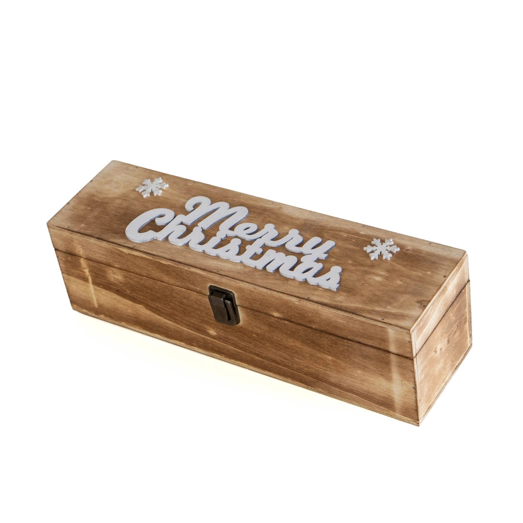 Cassetta Portabottiglia In Legno Idea Regalo Natale Contenitore Vino 2 Misure Disponibili Singola Doppia Scatola Bottiglie Vino 750 Ml Scritta Merry Christmas Regali Di Natale Naturale - Singola