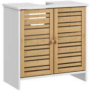 Mobiletto sottolavabo 2 ante ripiano regolabile ¨C zephmum ¨C bianco bamb¨´ 60x30x60 cm