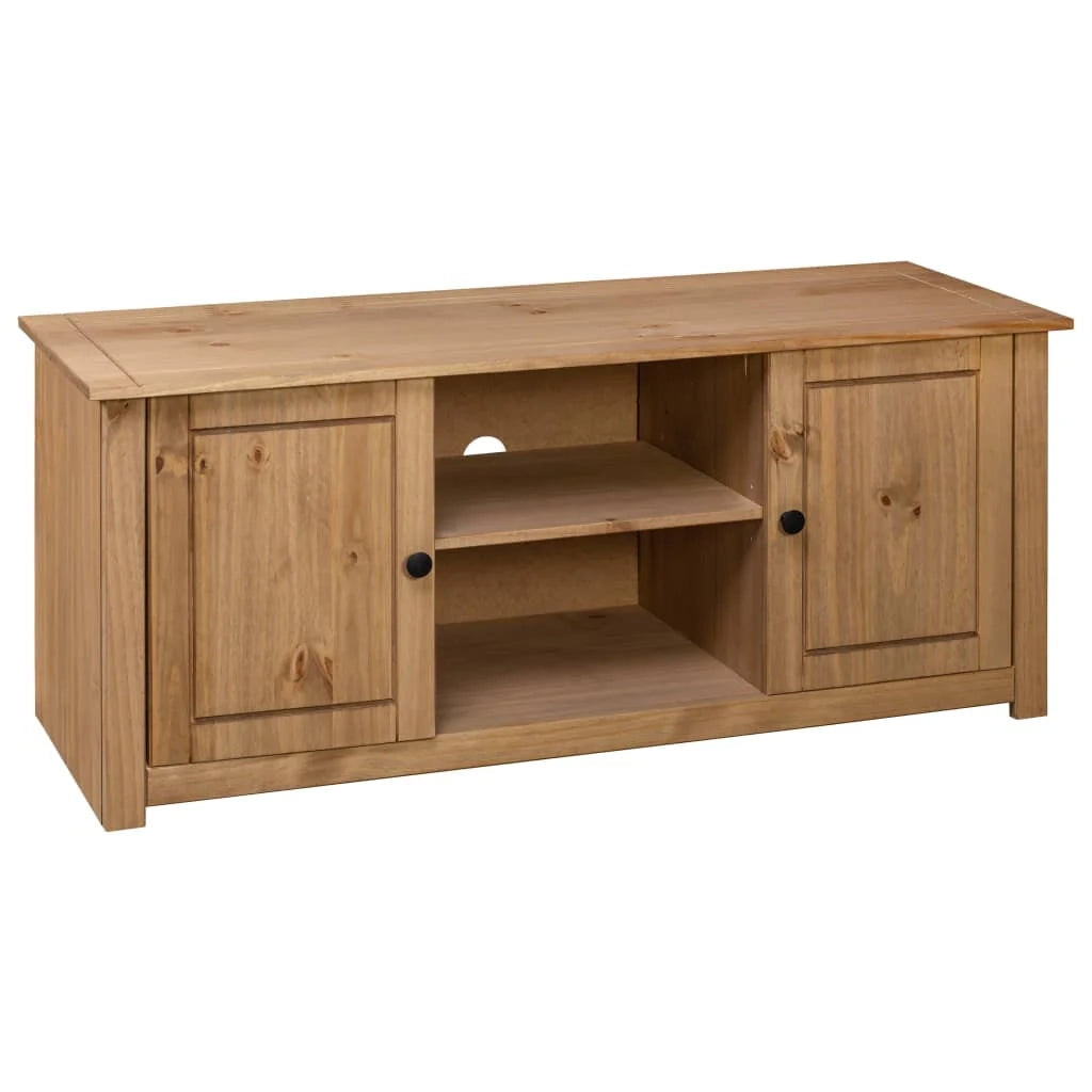 Mobile TV multimediale mensola per TV credenza per TV sala da pranzo soggiorno camera da letto 120 x 40 x 50 cm legno di pino massiccio gamma Panama marrone 02_0025872
