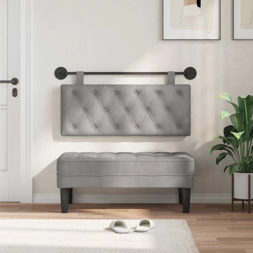 Testiera sospesa Con luce LED Grigio Chiaro Velluto