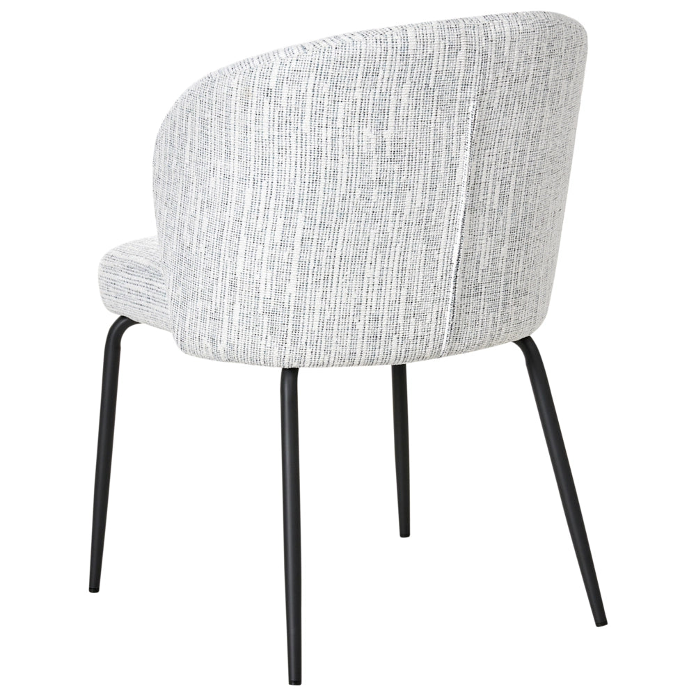 Set di 2 sedie da pranzo con rivestimento in tessuto seduta imbottita e gambe in ferro bianco e blu
