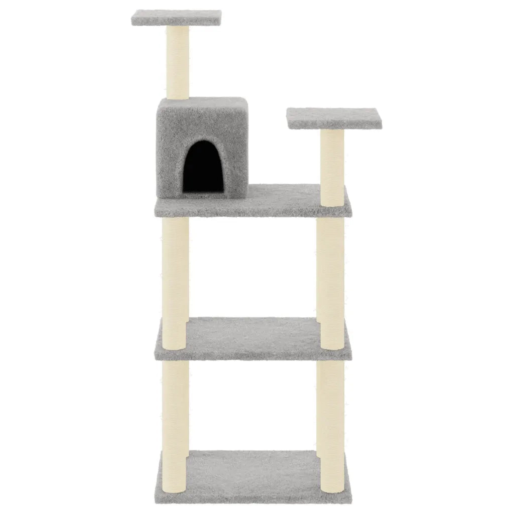 Albero per Gatti con Tiragraffi in Sisal Grigio Chiaro 118,5 cm 171428