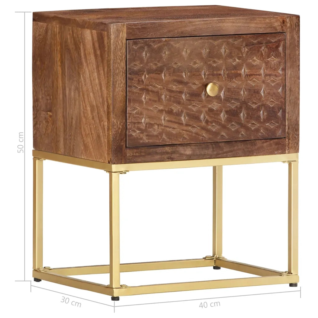 Comodino 40x30x50 cm in Legno Massello di Mango cod mxl 30769