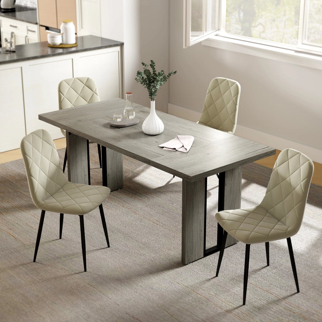 Tavolo da pranzo allungabile in legno e acciaio ¨C zephmum ¨C 180x80x75 cm, grigio