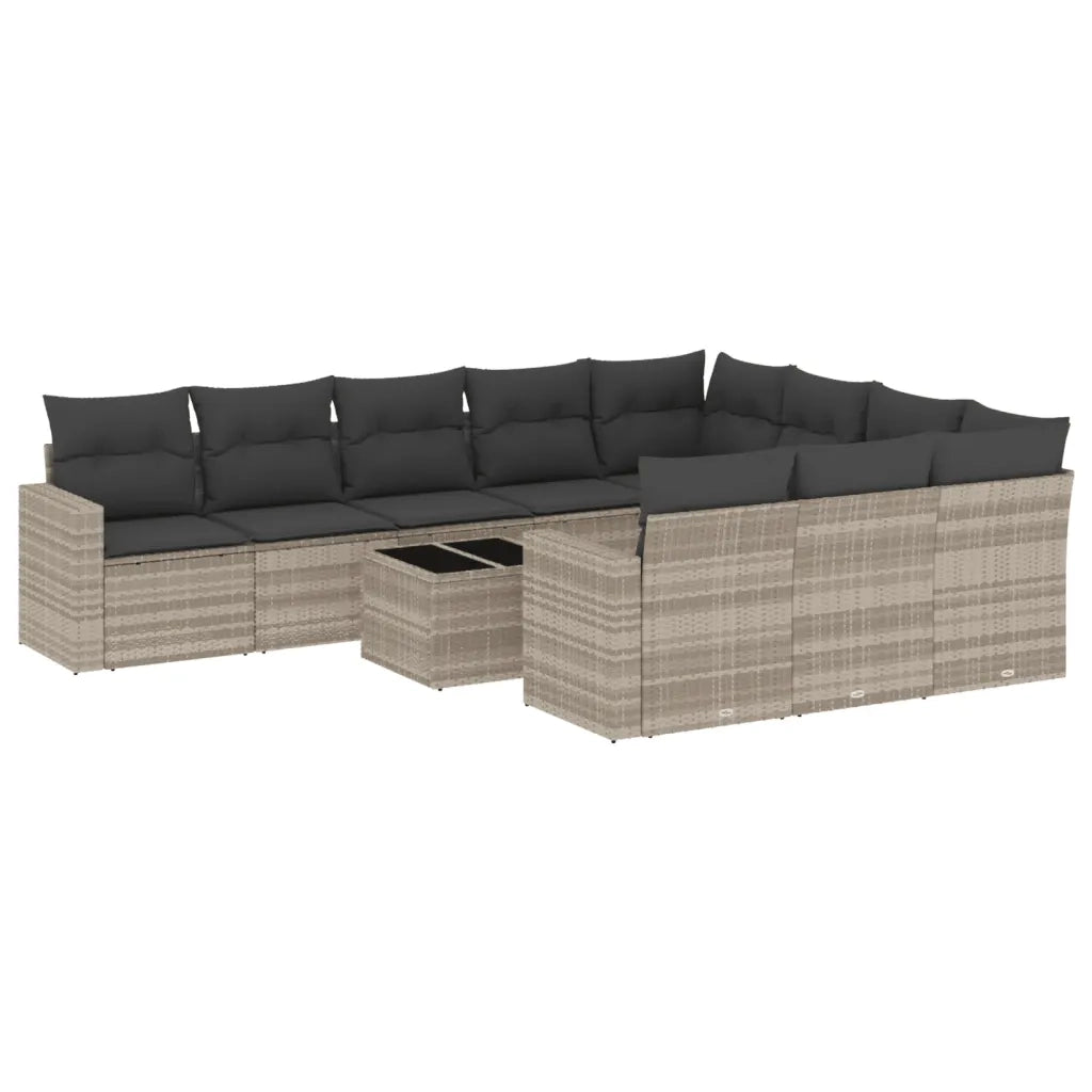 Set Divani da Giardino 11 pz con Cuscini in Polyrattan Grigio
