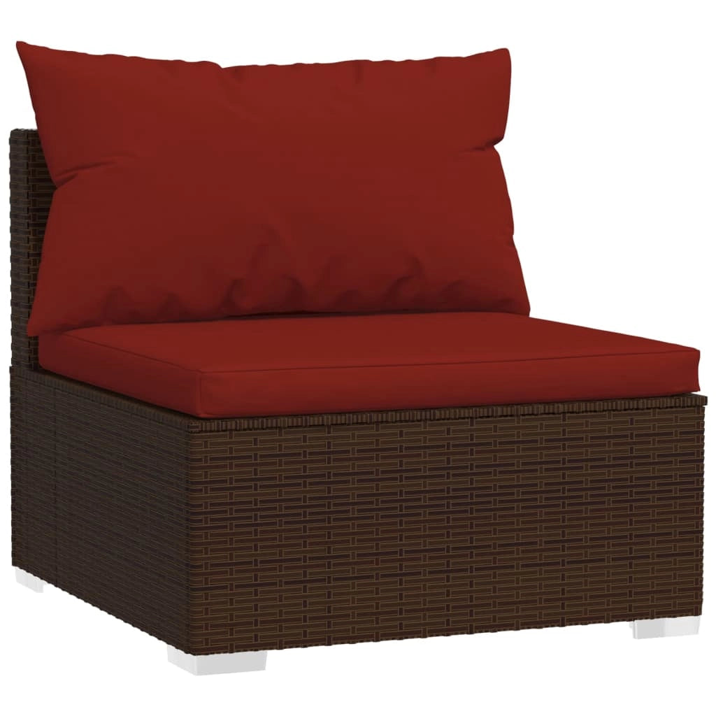 Set di mobili da giardino mobili da esterno 10 pezzi con cuscini resina intrecciata marrone 02_0015090