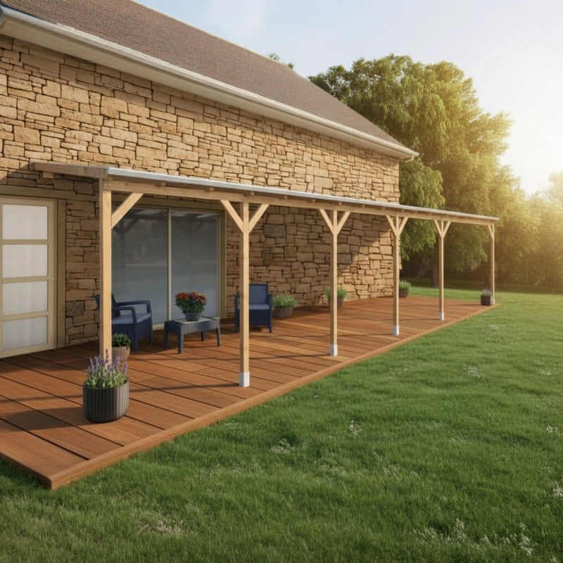 Tetto Couv'Terrasse in legno 3x10,4m - con tetto