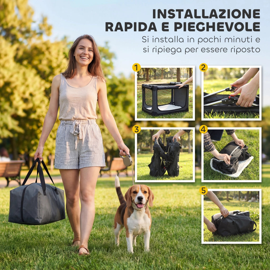 Trasportino per Cani e Gatti Pieghevole ¨C zephmum ¨C Verde, Tessuto Oxford, 76x54x54 cm