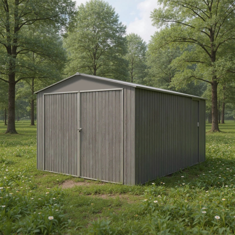 Garage in metallo â€“ EFFETTO LEGNO INVECHIATO â€“ 18,24 mÂ²