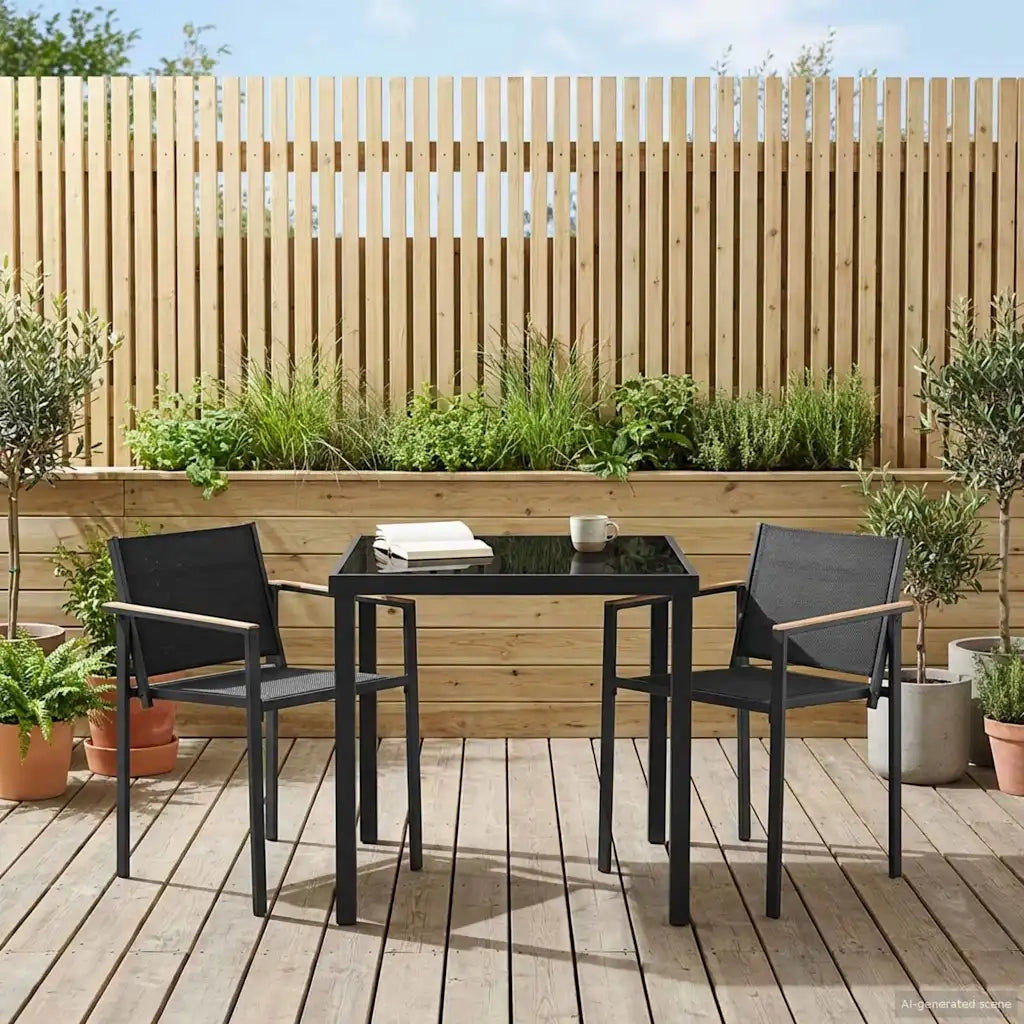 Set di Mobili da Esterno 3 pcs Nero e antracite 80 x 80 x 73 cm