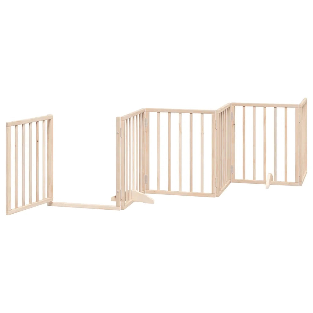 Cancello per Cani con Porta Pieghevole 9 Pannelli 450 cm Pioppo CFW1553948